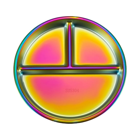 Elainilye 304 Stainless Steel Divided Dinner Plate Set, Multi-compartment Meal Serving Dish, Practical Food Separation Tray for Balanced Diet, Home Dining, Cafeteria Use