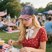 Elainilye 4th of July Baseball Cap Patriotic Independence Day Hat with Adjustable Strap, Stars & Stripes Design Unisex Summer Hat for Outdoor Celebrations, Parades, Festive Party Accessories