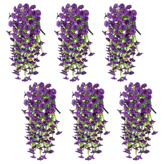 Elainilye 6Pcs Artificial Vines, Morning Glory Hanging Plants, Plastic Climbing Vines with Hooks, for Patio Decor, Wedding Arch Greenery, Balcony Gardens, Indoor Vertical, Porch Decor