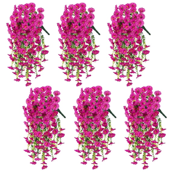 Elainilye 6Pcs Artificial Vines, Morning Glory Hanging Plants, Plastic Climbing Vines with Hooks, for Patio Decor, Wedding Arch Greenery, Balcony Gardens, Indoor Vertical, Porch Decor
