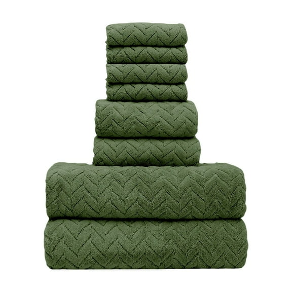 Elainilye 8-Piece Bath Towel Set, Ultra Soft & Absorbent - Includes 4 Square Towels, 2 Bath Towels & 2 Washcloths for Bathroom Spa Hotel Home Use, Army Green