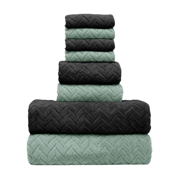 Elainilye 8-Piece Bath Towel Set, Ultra Soft & Absorbent - Includes 4 Square Towels, 2 Bath Towels & 2 Washcloths for Bathroom Spa Hotel Home Use, Green