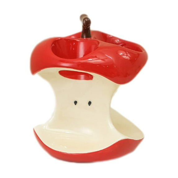 Elainilye Apple Toothbrush Holder, Ceramic Base for Bathroom Countertop, Christmas Design Toothpaste Storage Rack, Creative Organizer for Home