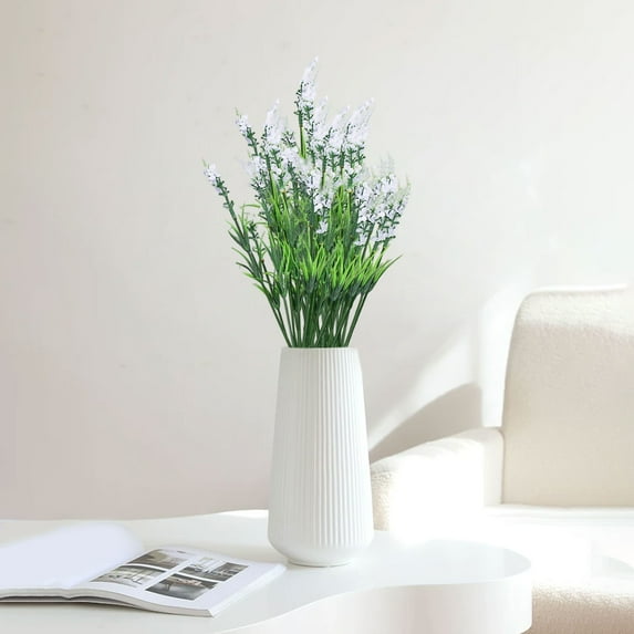 Elainilye Artificial Lavender, 9-Pack Silk Flower Stems for Vase Arrangements, Realistic Fake Wedding Bouquet Living Room Decor, Indoor Outdoor Decorative Plants, White