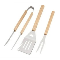 Elainilye Barbecue Grilling Utensils Set Of 3, Stainless Steel BBQ Utensil Tools with Wood Handle, Fork, Slotted Turner & Barbecue Tongs Grill Kit, BBQ Accessories for Outdoor Camping Party