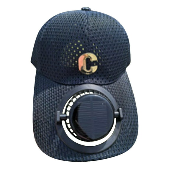 Elainilye Baseball Cap with Solar Fan, Summer UV Protection Wide Brim Sun Hat Mesh Beach Hats, Solar Powered Rechargeable Fan Hat for Outdoor Sports, Fishing, Hiking