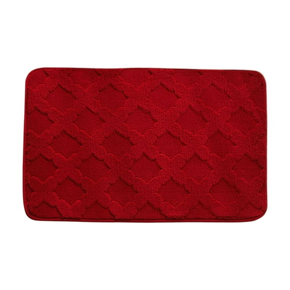 Elainilye Bath Mat Rug,Thick Restroom Floor Mats, Non-Slip, Comfortable, Machine Washable,16×24IN, Red