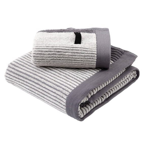 Elainilye Bath Towel Set, 2 Pack Cotton Thick Soft Absorbent Towels for Bathroom, Spa, Beach - Quick-Drying, Include 1 Bath 1 Hand Towels for Home, Gym, Pool, Gray