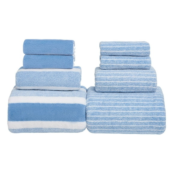 Elainilye Bath Towel Set of 8, Soft Absorbent Towels for Bathroom - Includes 4 Square Towels, 2 Bath Towels & 2 Hand Towels, Quick-Drying, Blue