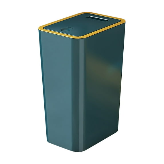 Elainilye Bathroom Trash Can with Lid, 2.2 Gallon Slim Narrow Trash Can, Office Waste Basket, Space-for Bathroom, Bedroom, Small Plastic Trash Can, Green