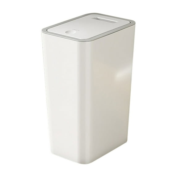 Elainilye Bathroom Trash Can with Lid, 2.2 Gallon Slim Narrow Trash Can, Office Waste Basket, Space-for Bathroom, Bedroom, Small Plastic Trash Can, White