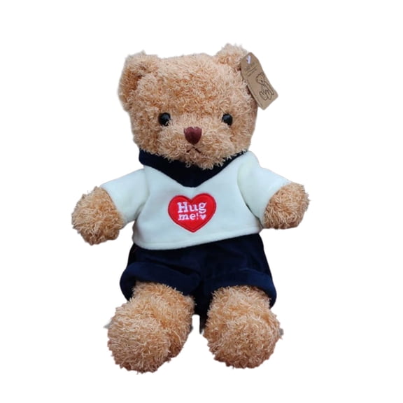 Elainilye Bear with Heart, Cuddly Rag Doll Toy for Valentine's Day Gift, Soft Plush Bear for Kids, Cuddle Companion for Children and Adults, Romantic Present