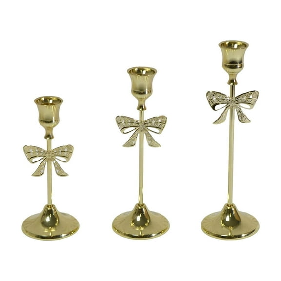 Elainilye Candlestick Holder Set 3 Pieces Bow Design Table Decoration for Romantic Dinner Home Holiday Festive Decor
