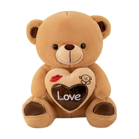 Elainilye Cartoon Bear Plush Toy 10 Inch Cute Stuffed Animal with Heart for Girlfriend Gift Kids Birthday Present Valentine's Day Gift for Him Her Decor
