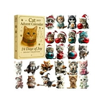 Elainilye Cat Christmas Advent Calendar 24-Day Countdown Hanging Set with Ornaments for Living Room Holiday Decor