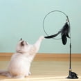 thumbnail image 1 of Elainilye Cat Toy Wand, Feather Teaser with Bells,Interactive Play Stick for Kittens Cats Replaceable Pet Exercise Toy​​, Suction Cup Mount, Black, 1 of 6