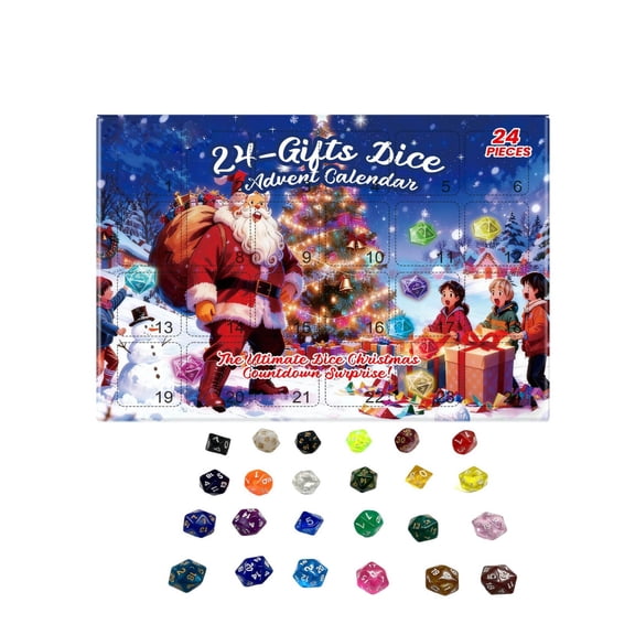 Elainilye Christmas Dice Advent Calendar, 24 Day Countdown Game, Acrylic Mystery Box for Family Kids, Indoor Outdoor Holiday Decor Gift