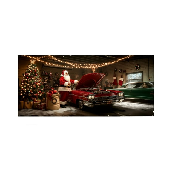 Elainilye Christmas Garage Door Banner for Outdoor Decor, Large Holiday Yard Door Cover with Merry Christmas Design, Porch Backdrop for Xmas Party Supplies