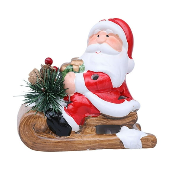 Elainilye Christmas Night Light Ceramic Sleigh Riding Snowman Desktop Ornament for Indoor Outdoor Holiday Decor and Gift