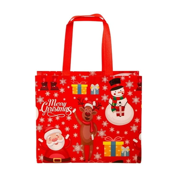 Elainilye Christmas Non Woven Shopping Bags Set of 5 for Gift Wrapping and Holiday Use Handbag Style for Parties and Festive Packaging