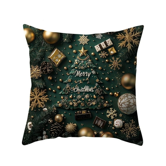 Elainilye Christmas Pillow Covers 18x18 Inches 4 Pack Printed Decorative Cushion Case for Sofa Bed Festival Home Decor