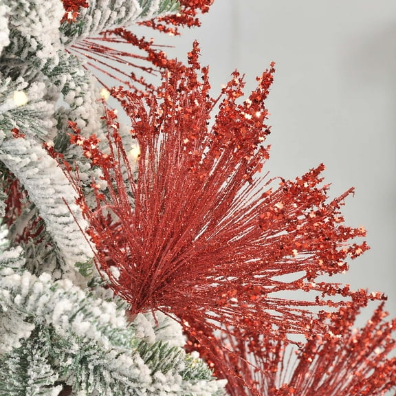 Elainilye Christmas Tassel Branch with Gold Powder, Firecracker Style Bouquet Accessory for Tree Decor, Festive Floral Arrangement for Holiday 3PCS