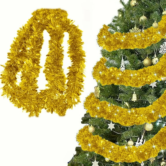 Elainilye Christmas Tinsel Garland 6.6FT Metallic Hanging Decor for Xmas Tree Home and Party Decoration, Reflective Strands for Holiday Festivities and Indoor Outdoor Use