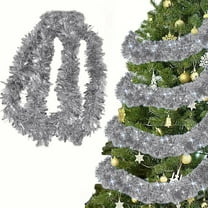Elainilye Christmas Tinsel Garland 6.6FT Metallic Hanging Decor for Xmas Tree Home and Party Decoration, Reflective Strands for Holiday Festivities and Indoor Outdoor Use