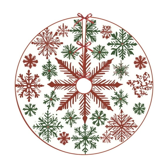 Elainilye Christmas Tree Skirt Washable Short Pile High-Definition Printed for Holiday Decor Tree Rug