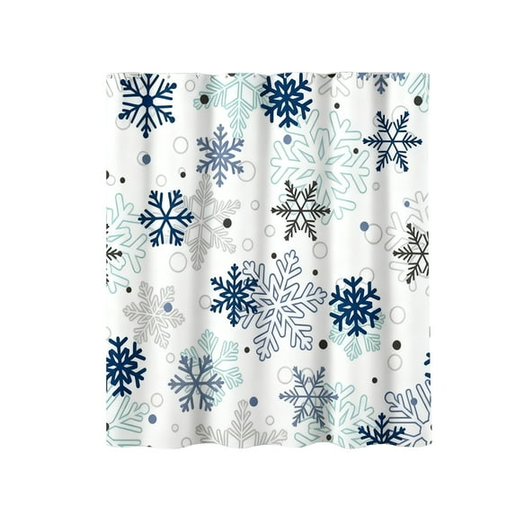 Elainilye Colorful Christmas Snowflake Bath Curtain Fabric with 12 Hooks No-Drill Installation for Bathroom Shower Decor Holiday Theme