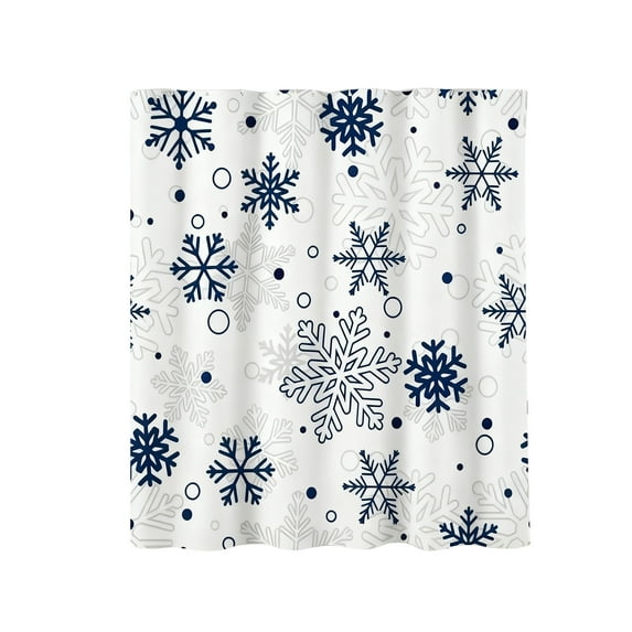 Elainilye Colorful Christmas Snowflake Bath Curtain Fabric with 12 Hooks No-Drill Installation for Bathroom Shower Decor Holiday Theme