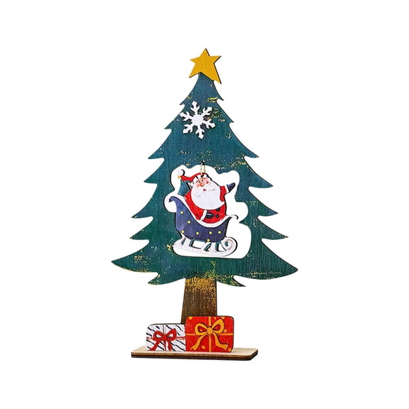 Elainilye Desktop Christmas Tree Decor, Small Wooden Tree with Ornaments for Holiday Tabletop Decoration, Mini Festive Centerpiece for Home or Office Display