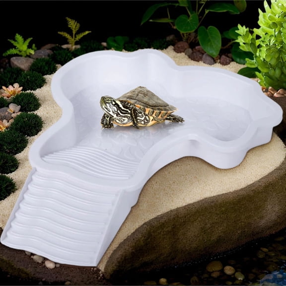 Elainilye Detachable Reptile Soaking Water Bowl, Easy Assembly Turtle Bathing Pool, Pet Care Accessory for Aquatic Habitat Maintenance, Terrarium Setup, Cleaning Convenience