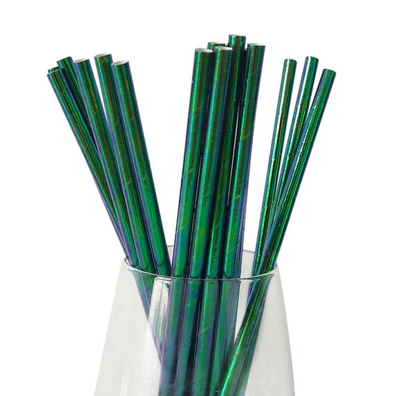 Elainilye Disposable Flexible Straws, 200 Pcs Plastic Straws, Colorful Drinking Straws for Cocktail, Juice, Great for Beach, Party, Bar, Green