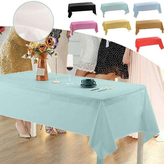 Elainilye Disposable Plastic Tablecloth, Waterproof Oilproof Party Cover, Solid Color Birthday Dessert Cloth