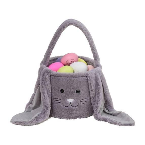 Elainilye Easter Basket Plush Easter Bunny Long Ears Bags Rabbit Buckets Easter Tote Bags Children Gift Storage Handbag Easter Basket Stuffers