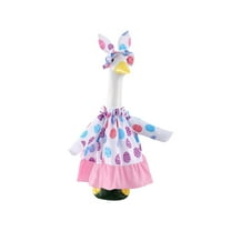 Elainilye Easter Goose Outfit Costume Set with Hat, Dress for 23 Inch Patio Garden Goose Statue, Spring Holiday Decoration for Yard, Porch, Home