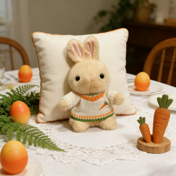 Elainilye Easter Plush Bunny Toy Stuffed Animal Easter Decorations Cute Bunny Doll for Kids Adults Spring Festival Gift Home Decor Tabletop Display