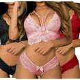 thumbnail image 1 of Elainilye Fashion 3PC Womens Lingeries Corset Lace Floral Bralette Bra Two Piece Underwear Sleepwear,Red, 1 of 2