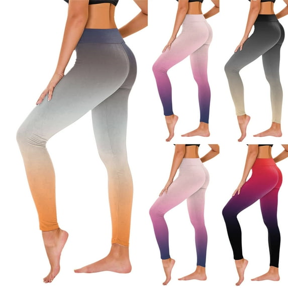 Elainilye Fashion Athletic Leggings for Women Stretch Yoga Leggings Gradient Print Fitness Running Gym Pants Yoga Pants,Pink