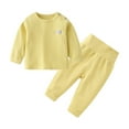 thumbnail image 1 of Elainilye Fashion Baby Girl Fall Outfits Underwear Set Cotton Mock Neck Winter Coat High-waisted Pants 2 Piece Set,Yellow, 1 of 5