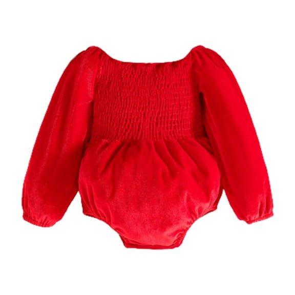 Elainilye Fashion Baby Girl Newborn Clothes Girl Long Sleeve Romper Velvet Smocked Fall Winter Dress, Sizes 3-18 Months