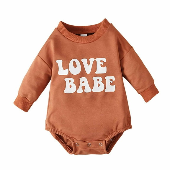Elainilye Fashion Baby Girls Boys Cute Bodysuit Spring Long Sleeve Button Sweat Shirt Jumpsuits For 0-12 Months Old Newborn,Brown