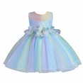thumbnail image 1 of Elainilye Fashion Baby Girls Princess Dress Flower Girl Dresses Lace Bow Mesh Dress Formal Dresses for Wedding Party, Sizes 0-3Y,Blue, 1 of 9