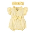 thumbnail image 1 of Elainilye Fashion Baby Girls Summer Rompers Dress Princess Dress Puff Sleeve Jumpsuit Headband Two-piece Set Sizes Newborn-12M, 1 of 9