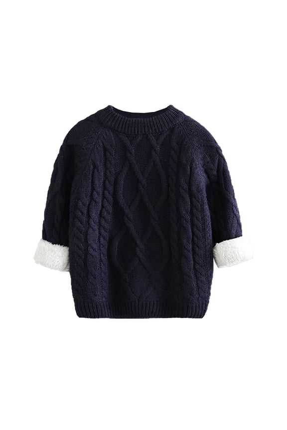 Fashion Baby Sweater Winter Fleece Thickened Sweater Spring Jumper Knit Base Baby Infant Clothes Sizes 6-36M,Blue