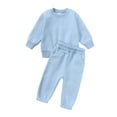 thumbnail image 1 of Elainilye Fashion Baby Sweatsuit Girls Boys Fall Winter Long Sleeve Round-Neck Blouses And Casual Pants Toddler Baby 2 Piece Suit,Blue, 1 of 3