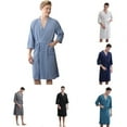 thumbnail image 1 of Elainilye Fashion Bathrobe Men Pajamas Print Casual Turndown Collar Long Sleeve Nightgown Robes Bathrobe Sleepwear,Green, 1 of 3