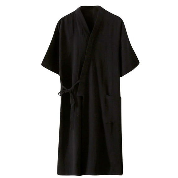 Elainilye Fashion Bathrobe for Women Pajamas Robe Bathrobe Three Quarter Sleeve Soft Autumn Pajamas Nightdress Nightgown,Black