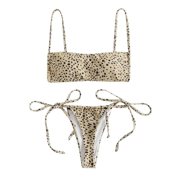 Elainilye Fashion Bikini Sets for Women Leopard Print High Waist Two Piece Bikini Swimwear Swimsuit Beachwear,Brown